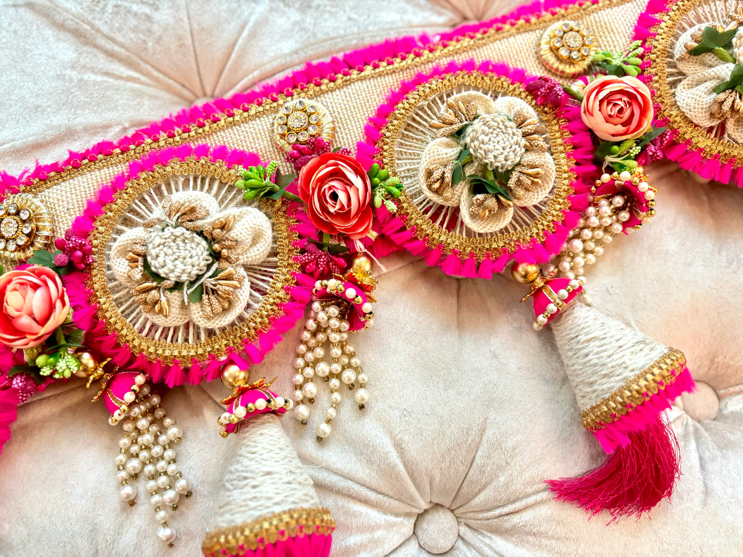 Pink with Jute flower Toran