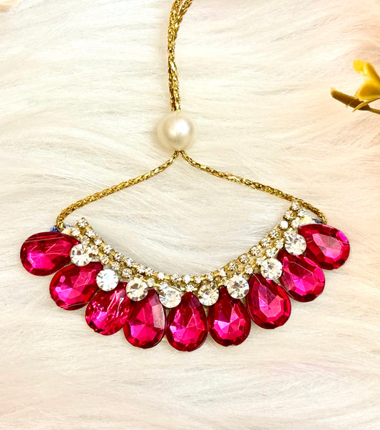 Magenta Stone Necklace / Haar  for laddu gopal ji (5no - 7no)