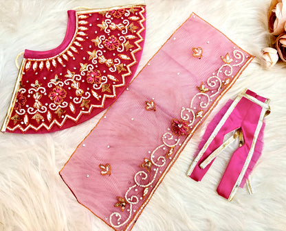 Luxe - Mata Rani Magenta Pearl Lehenga, choli & Duppatta- 3 piece set