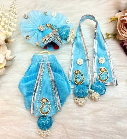 RK  / Yugal Sarkar/  Laxmi ji & Ganesh ji Set Skyblue Lehenga & Dhoti - 7 piece set