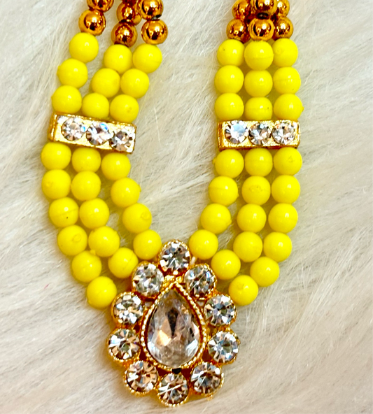 Lemon yellow Stone Necklace / Haar for laddu gopal ji (Free Size)