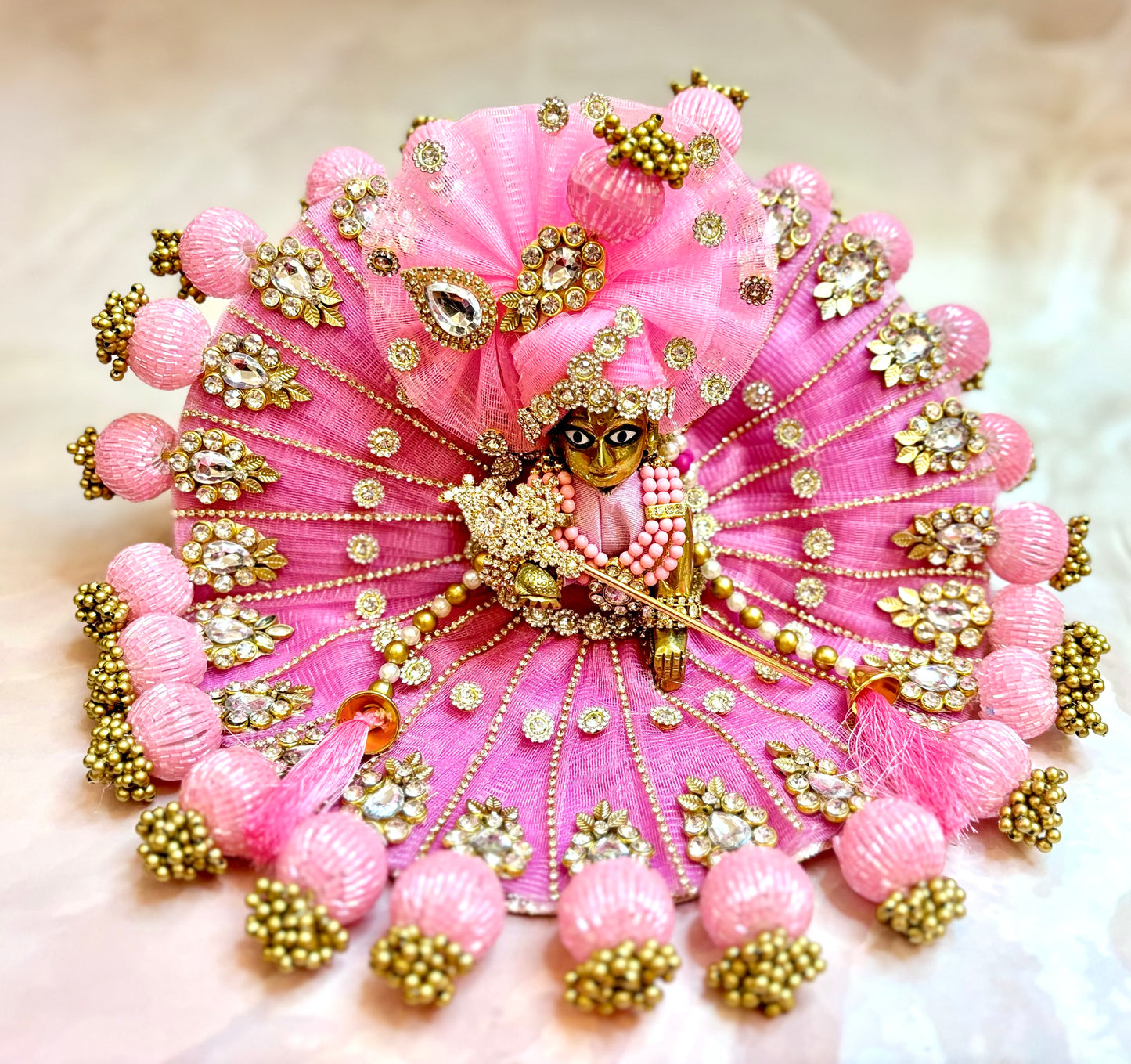 Light Pink Ball Laddu Gopal Dress (4 piece set)