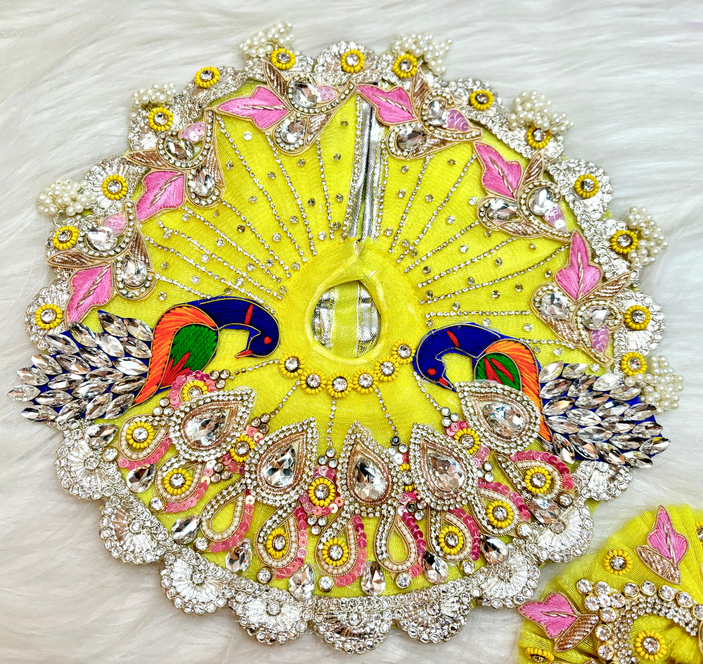 Yellow Peacock Heavy Laddu Gopal Dress