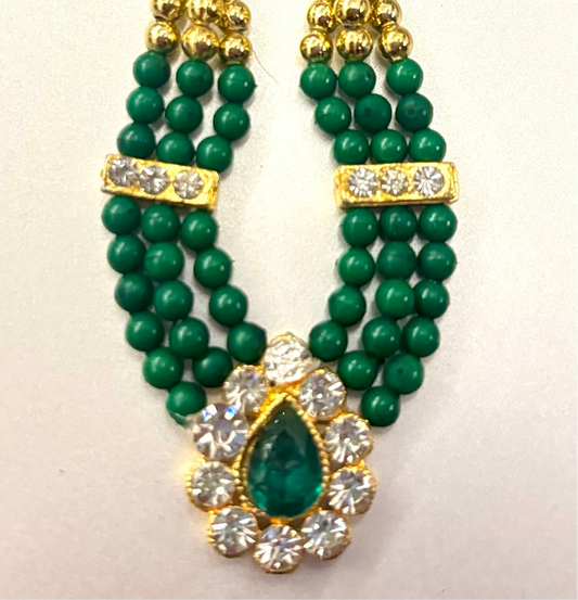 Dark Green Stone Necklace / Haar  for laddu gopal ji