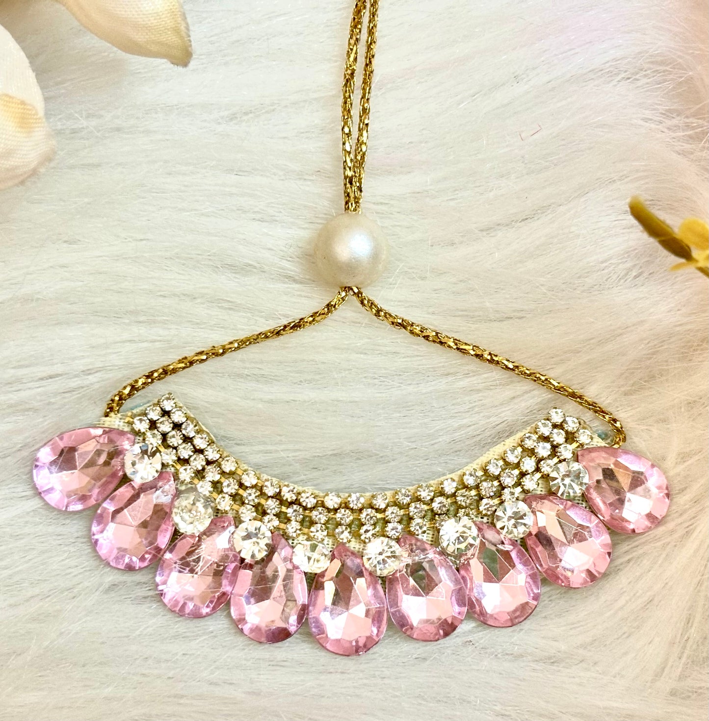 Light Pink Stone Necklace / Haar  for laddu gopal ji