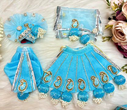 RK  / Yugal Sarkar/  Laxmi ji & Ganesh ji Set Skyblue Lehenga & Dhoti - 7 piece set