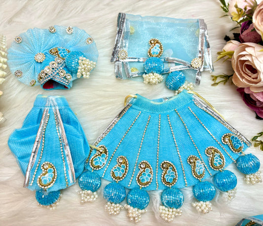 RK  / Yugal Sarkar/  Laxmi ji & Ganesh ji Set Skyblue Lehenga & Dhoti - 7 piece set