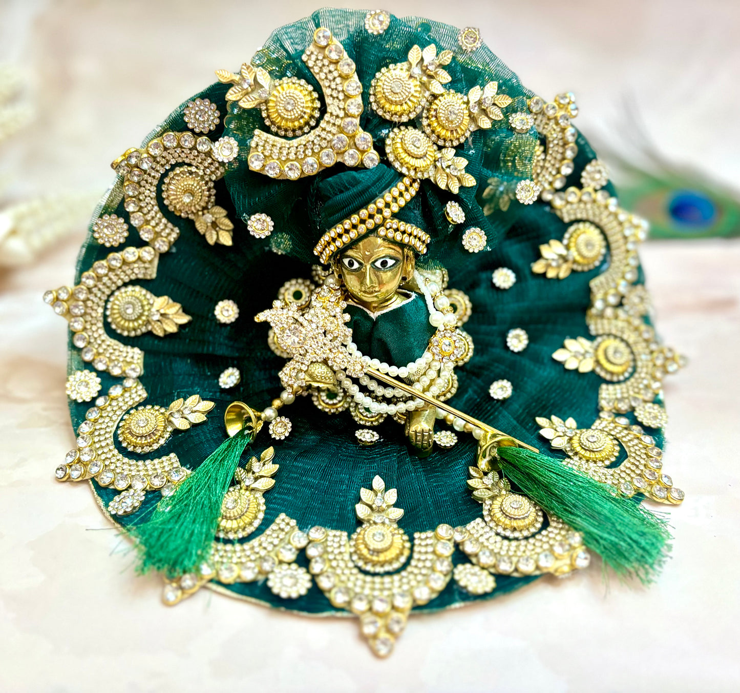 Bottle Green Jarkan Laddu Gopal Dress