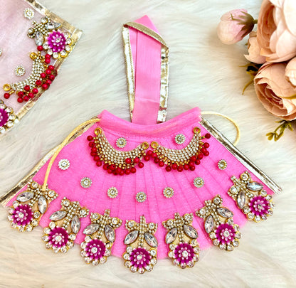 Mata Rani Pink Flower Lehenga, choli & Duppatta- 3 piece set