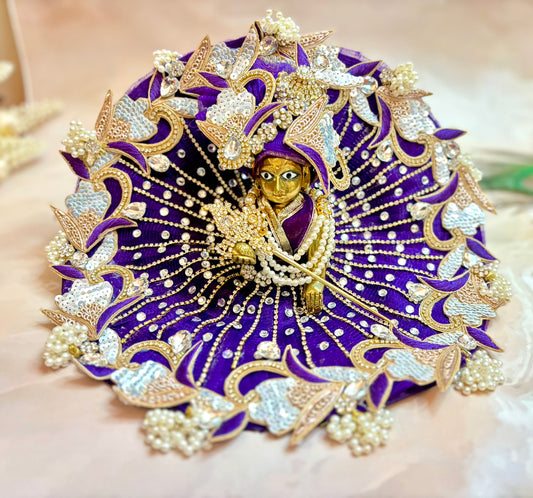 Dark Purple Sequence Laddu Gopal Dress