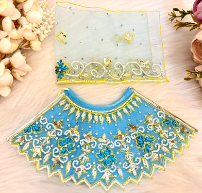 Luxe - RK  / Yugal Sarkar/  Laxmi ji & Ganesh ji Set Sky blue Pearl Lehenga & Dhoti