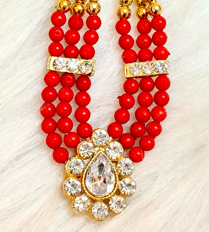 Red Stone Necklace / Haar  for laddu gopal ji (Free Size)