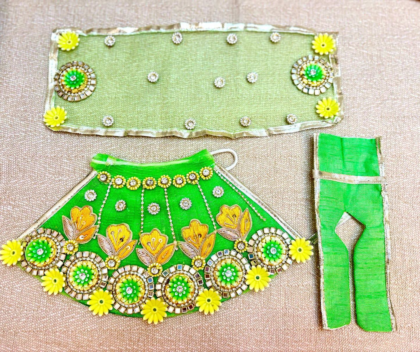 Mata Rani Green Lehenga,Choli & Duppatta - 3 piece set