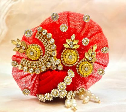 Red Jarkan Laddu Gopal Dress (4 piece set)