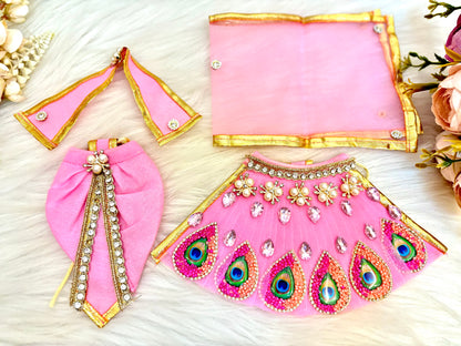 RK  / Yugal Sarkar/  Laxmi ji & Ganesh ji Set Pink Lehenga & Dhoti - 6 piece set