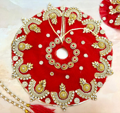 Red Jarkan Laddu Gopal Dress (4 piece set)