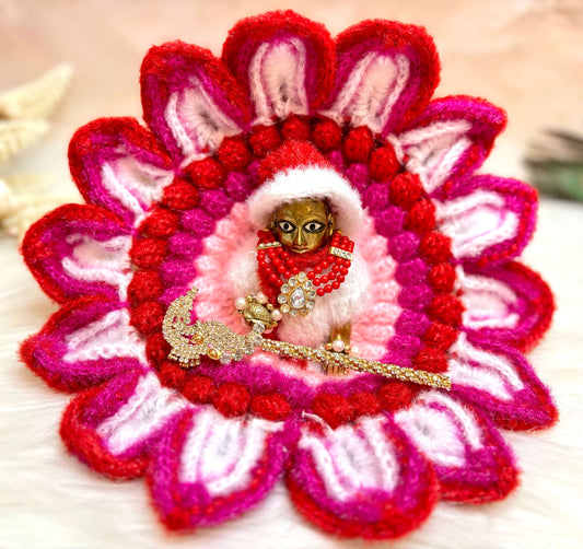 Pink Woollen Laddu Gopal Dress with Woollen Cap (3 piece Set)