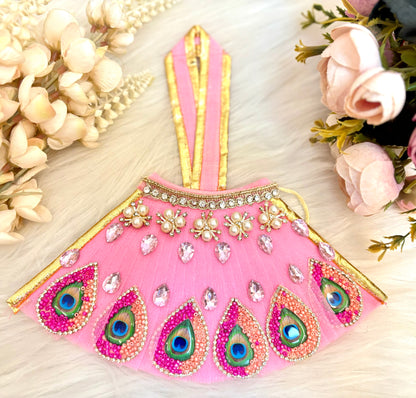 RK  / Yugal Sarkar/  Laxmi ji & Ganesh ji Set Pink Lehenga & Dhoti - 6 piece set