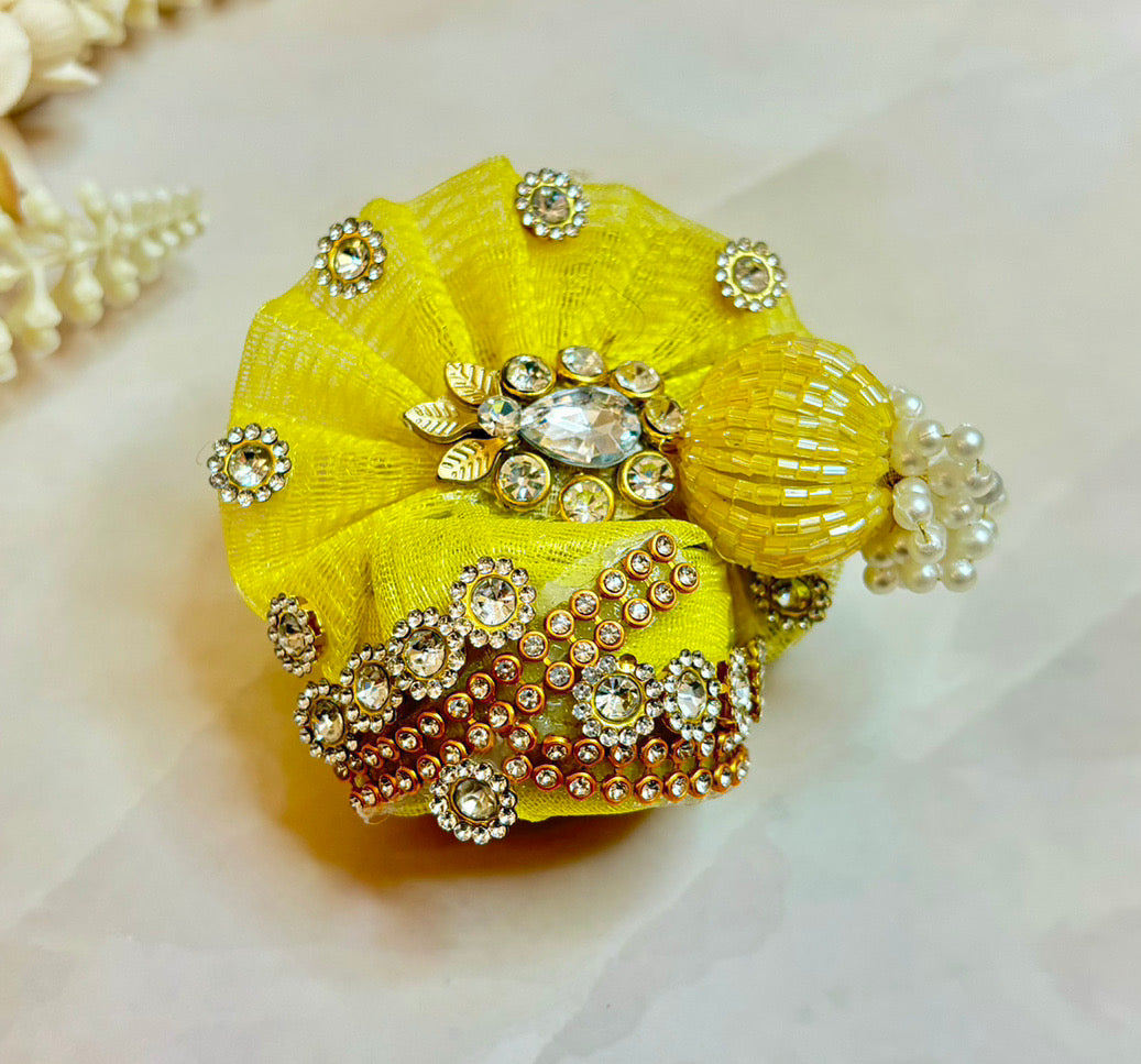 Pastel Yellow Heavy Jerken Laddu Gopal Dress