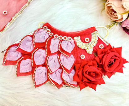 Mata Rani Red Rose Lehenga, choli & Duppatta- 3 piece set