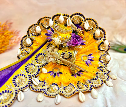 Luxe - Mustard Yellow with Purple Embroidered Laddu Gopal Dress