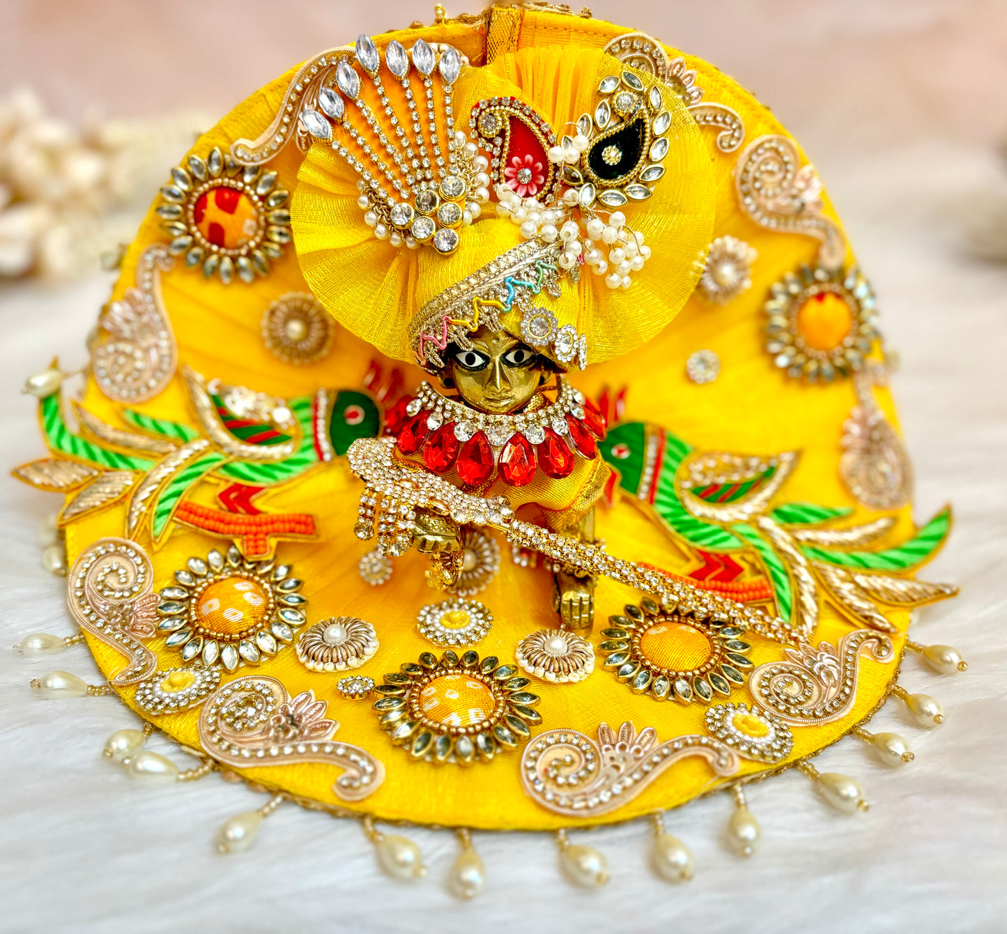 Auspicious Festive Special - Yellow Parrot Laddu Gopal Dress