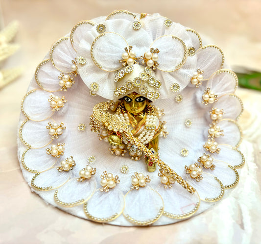 Sharad Purnima Special - Sparkling White Laddu Gopal Dress