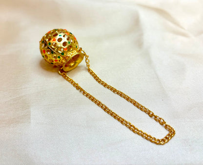 Metal Decorated Matki with Hanging String for Laddu Gopal Ji