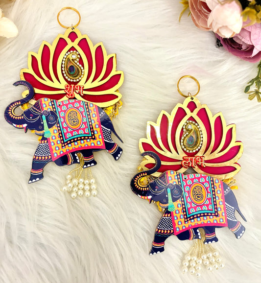 Royal Elephant Shubh Labh Hanging (Pack of 2 pair)