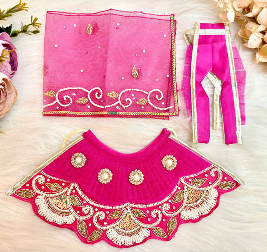 Luxe - Mata Rani Pink Pearl & Sequence Lehenga, choli & Duppatta- 3 piece set