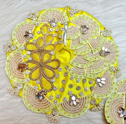 Pastel Lemon Yellow Heavy Laddu Gopal Dress