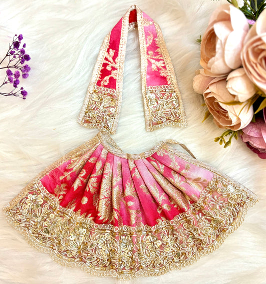 Mata Rani Lehenga & Patka ( 2 piece set) - Pink CutDana Banarasi