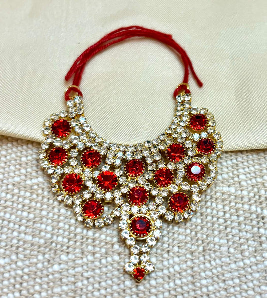 Red Heavy Stone Jerken Necklace / Haar  for laddu gopal ji (4 no -6 no )