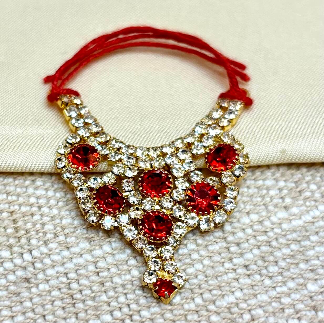 Red Heavy Stone Jerken Necklace / Haar  for laddu gopal ji (1 no - 3 no )