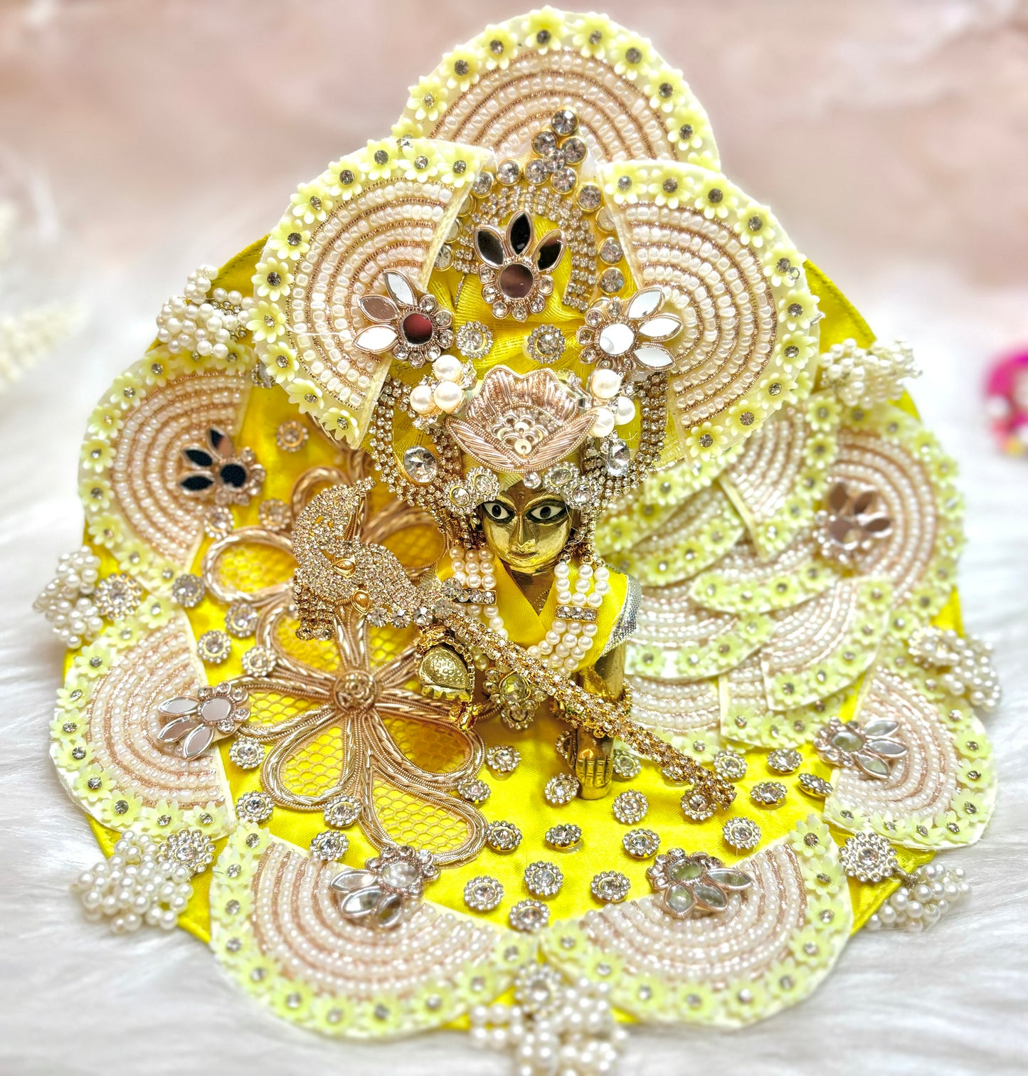 Pastel Lemon Yellow Heavy Laddu Gopal Dress