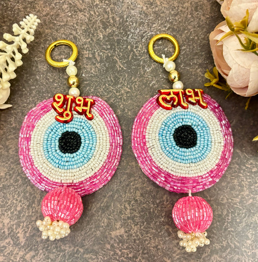 Pink evil-eye Shubh Labh Hanging