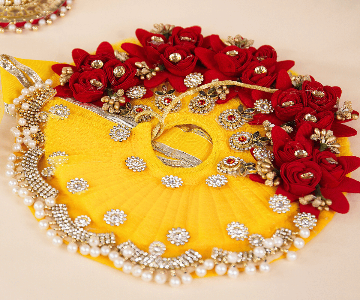 Yellow & Red Flower Laddu Gopal Dress