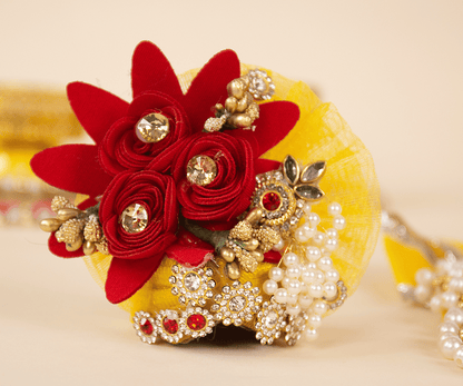 Yellow & Red Flower Laddu Gopal Dress